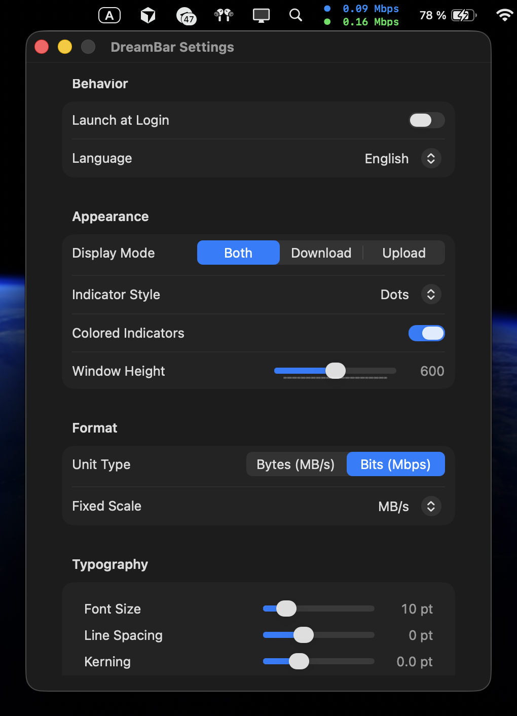 Settings Menu